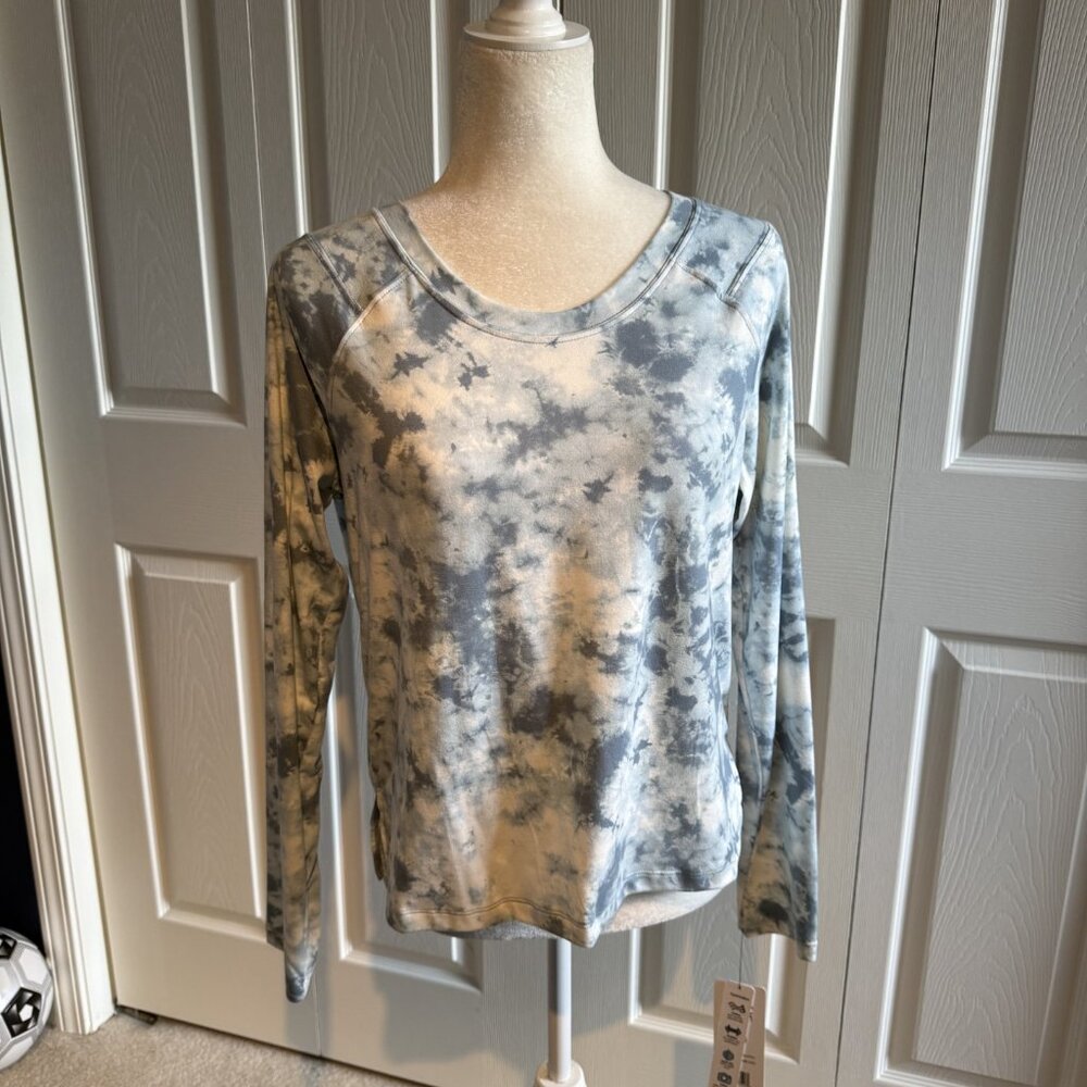 RBX Womens Tie Dye Long Sleeve Sweatshirt Pullover Blue Size Medium Activewear - Picture 1 of 9